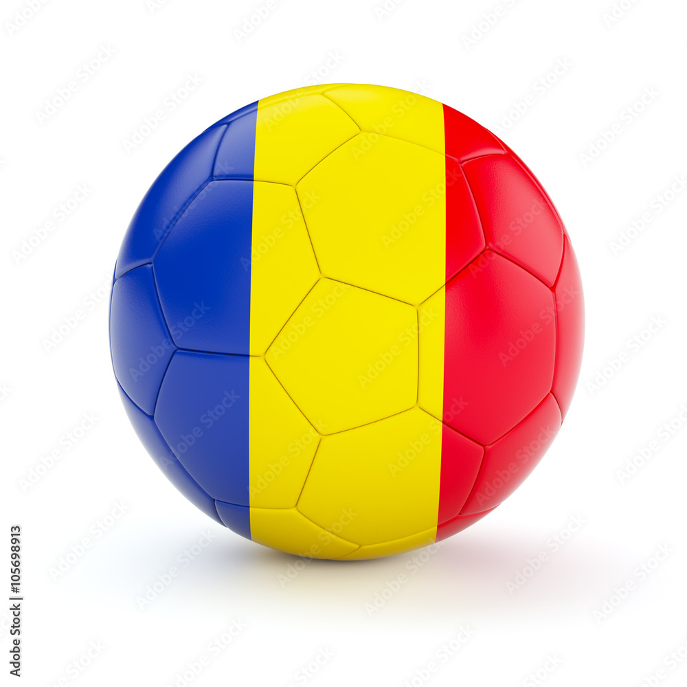 Soccer football ball with Romania flag