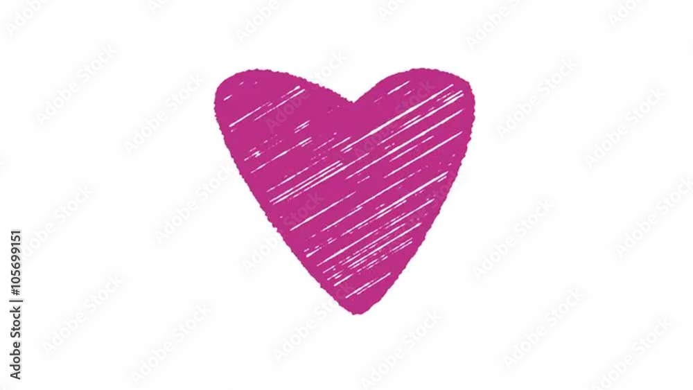 heart drawn on white background, hand drawn animation 4K heart drawn on white background, hand drawn animation 4K