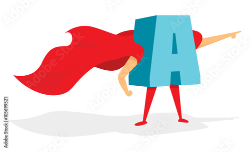 Letter super hero standing with cape