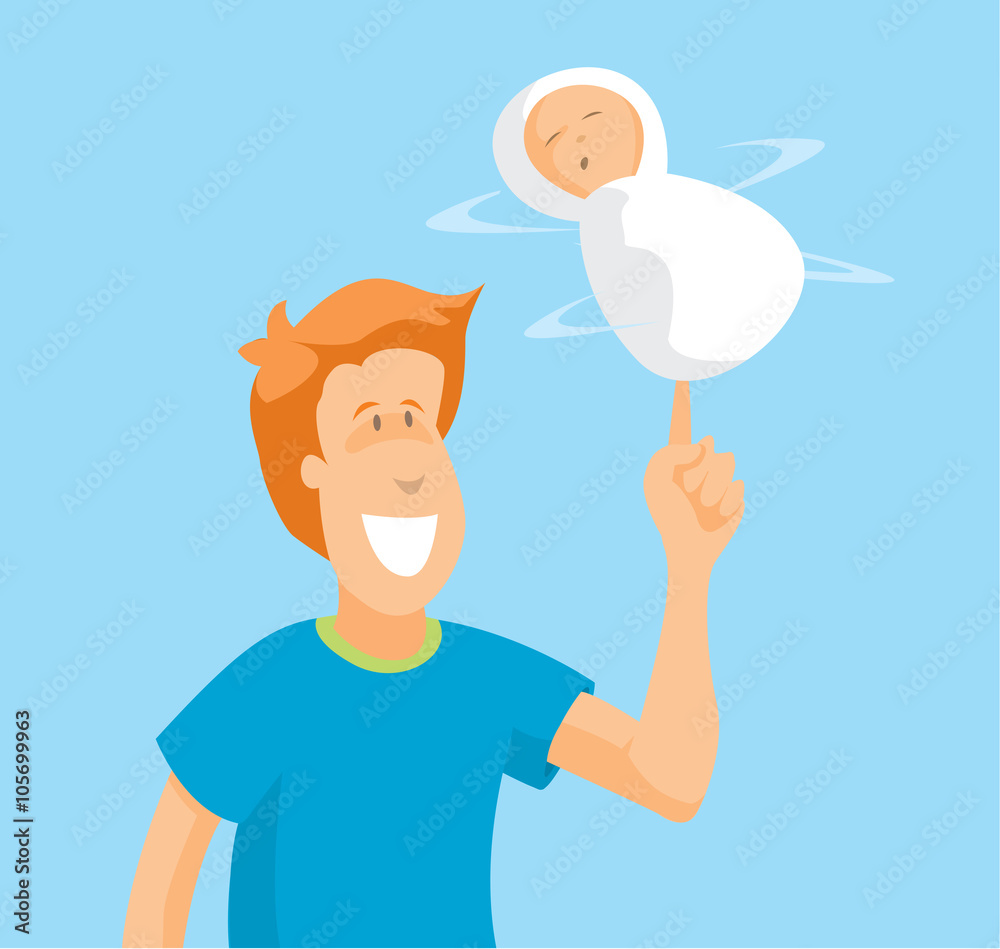 Man spinning baby like a basketball