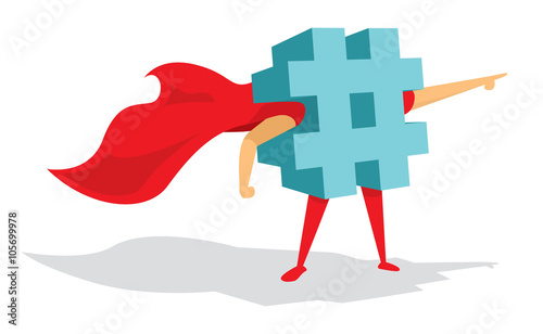 Hashtag super hero or trending topic with cape
