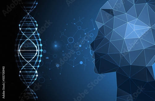 Science template, wallpaper or banner with a DNA molecules.