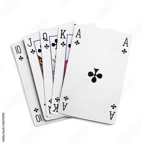 royal flush, playing cards, isolated on White