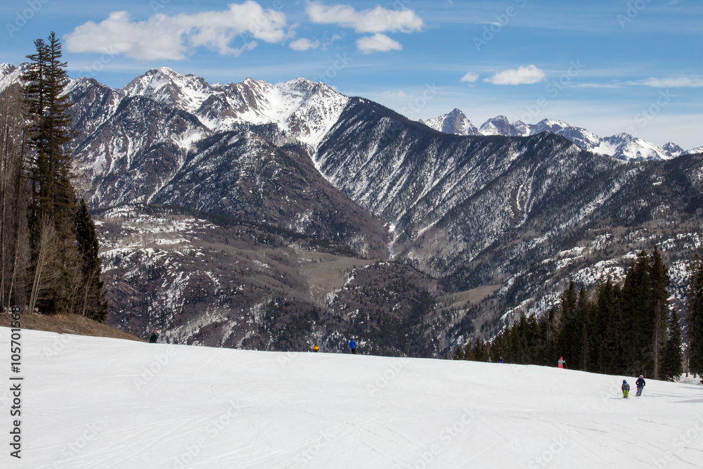Snowcapped peaks at Purgatory ski resort in Durango