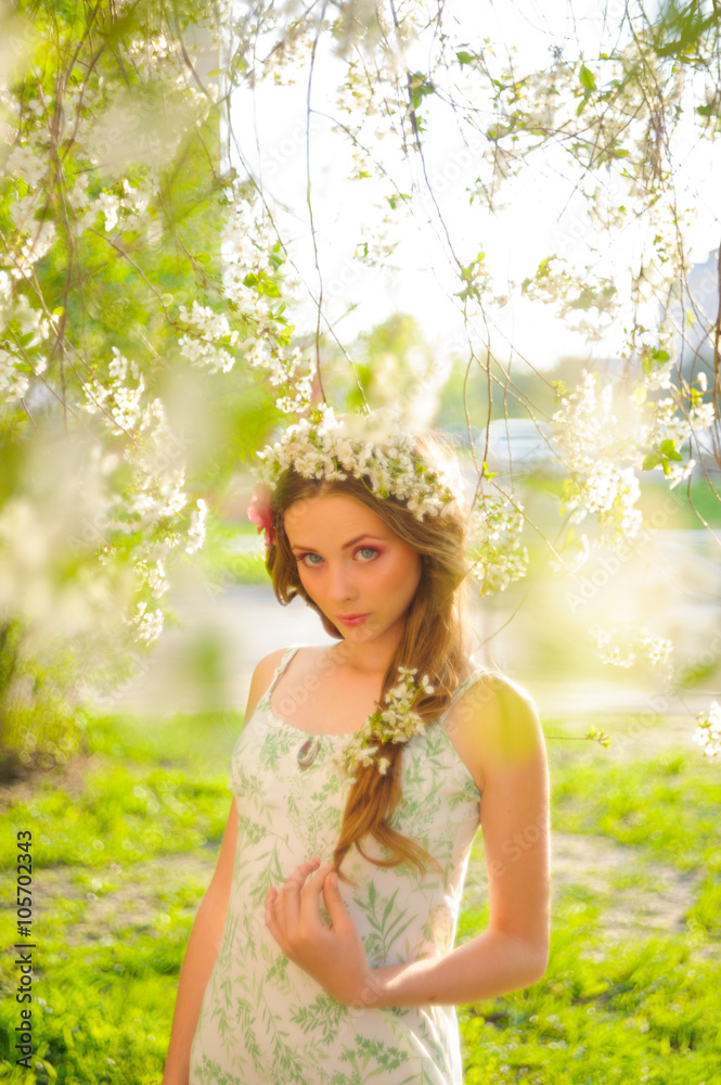 beautiful woman in a spring garden beautiful woman in a spring garden