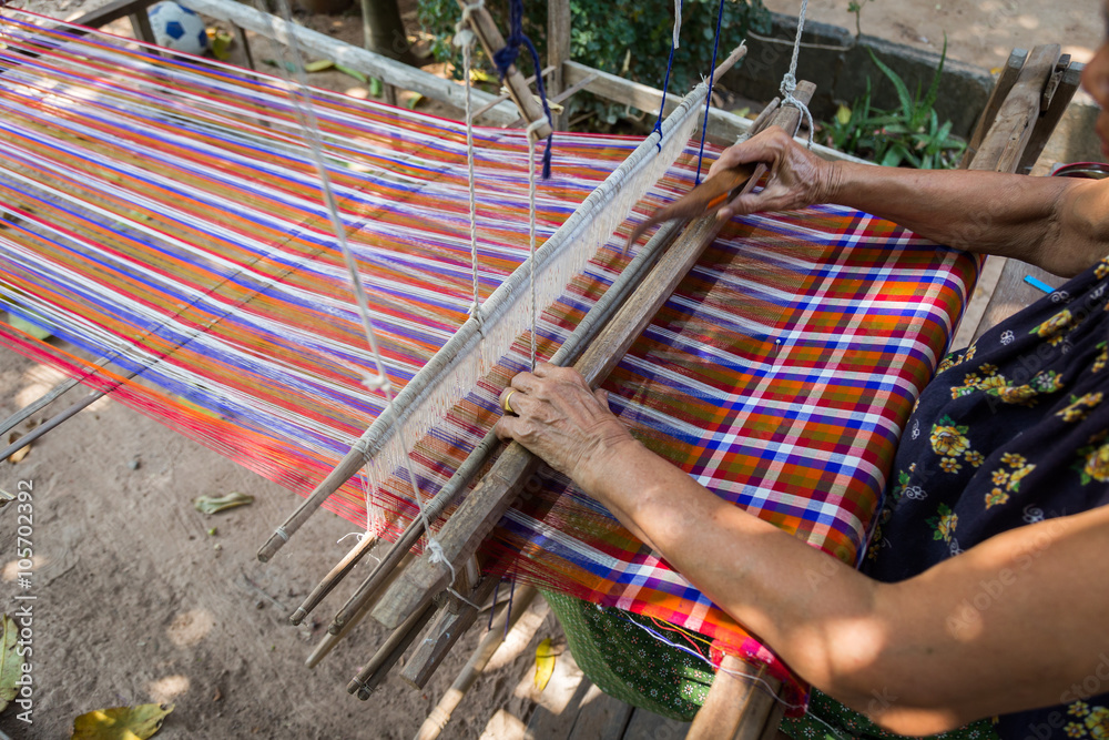 Traditional weave handmade, one occupation of local people in Thailand.