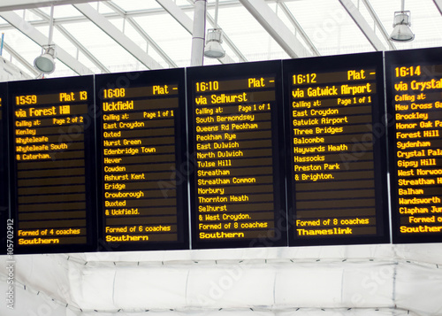 Train Station Departure Board. Times & Destinations