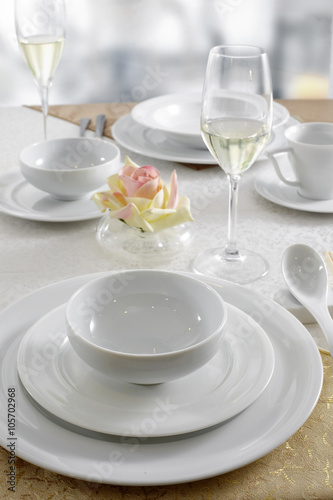 Ceramic tableware on the table © lichaoshu