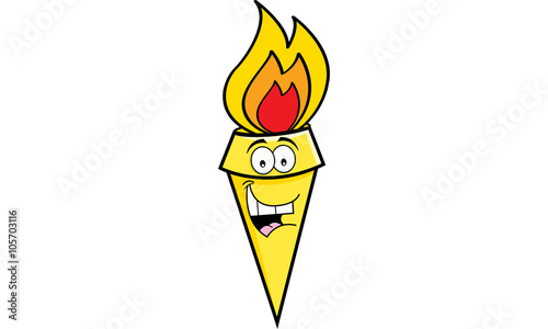 Cartoon illustration of a flaming torch.