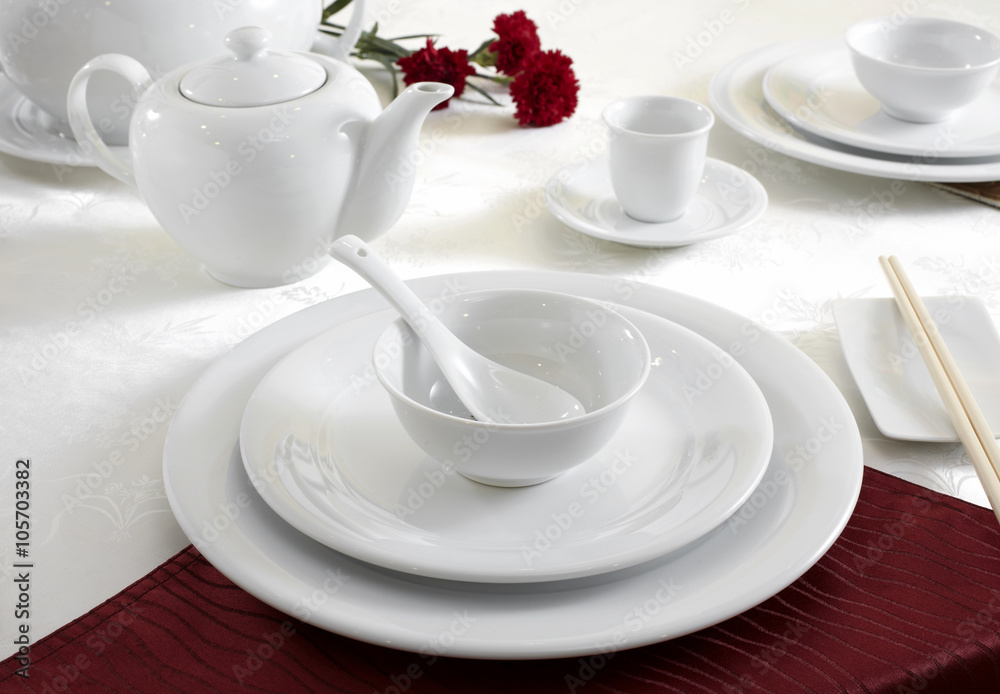 Ceramic tableware on the table Ceramic tableware on the table