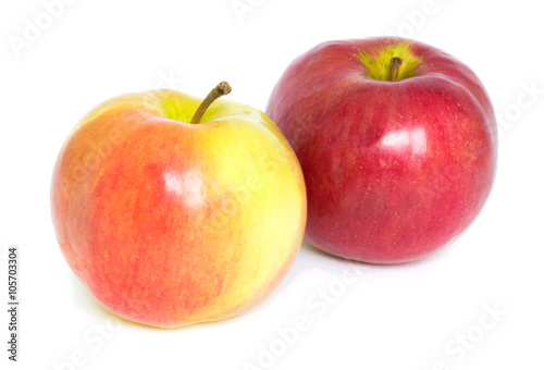 Two apples on a white background
