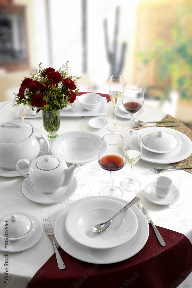 Ceramic tableware on the table