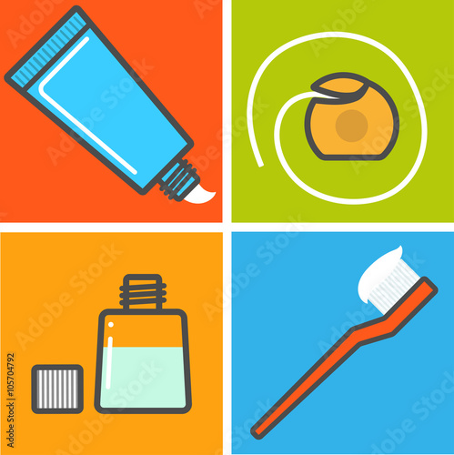 Set of toothcare things.