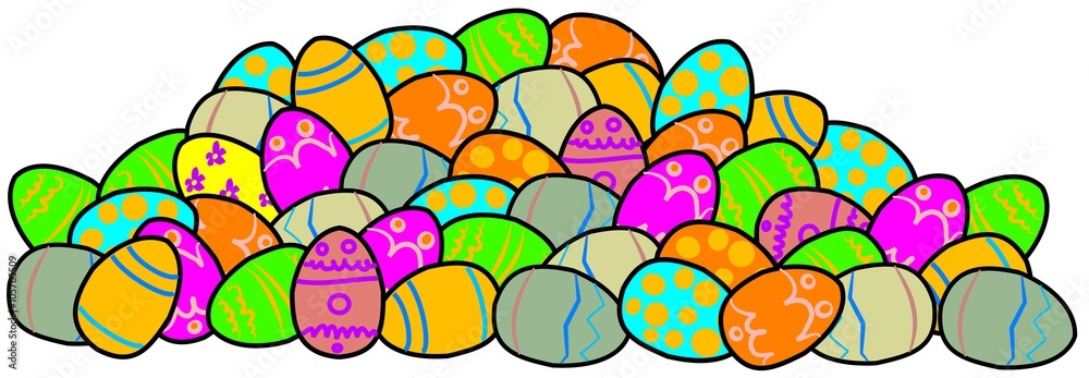 Obraz premium Pile of decorated Easter eggs
