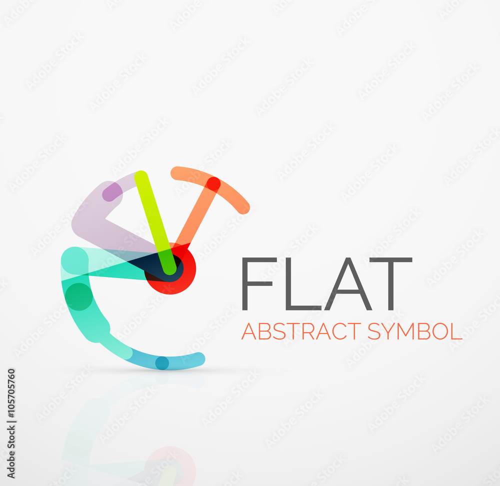 Logo - abstract minimalistic linear flat design. Business hi-tech geometric symbol, multicolored segments lines Logo - abstract minimalistic linear flat design. Business hi-tech geometric symbol, multicolored segments lines