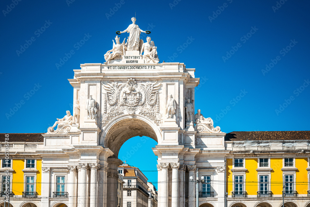 Beautiful street view of historic architectural in Lisbon, Portu