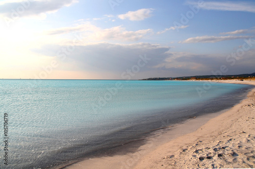 Seascape of a white beach in Tuscany