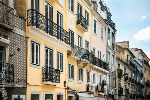 Beautiful street view of historic architectural in Lisbon  Portu