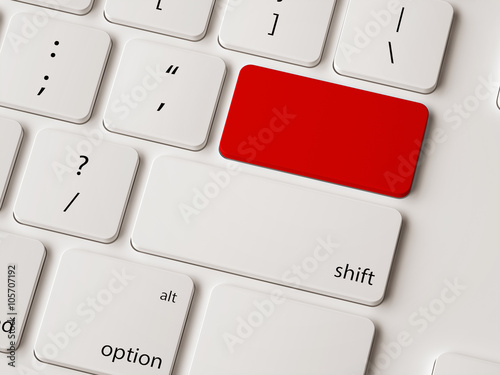 Modern white keyboard with blank red button.