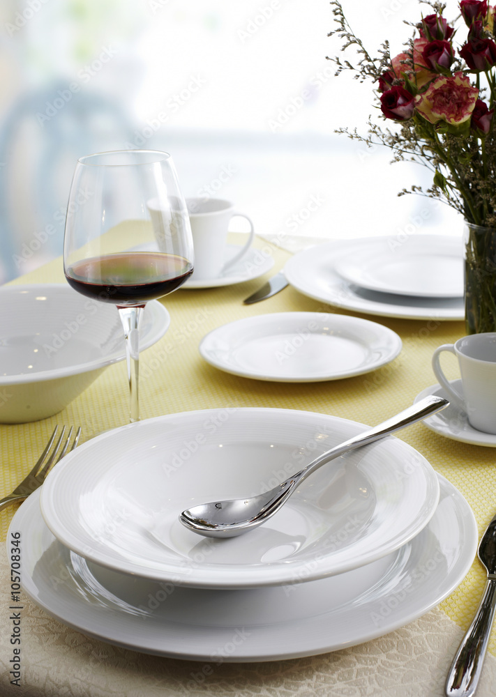 Ceramic tableware on the table Ceramic tableware on the table