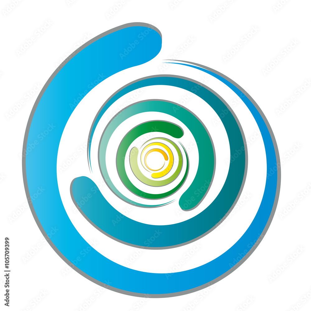 Gedrehte runde Segmente werden zu einem bunten Kaleidoskop, Kreis, rund, zentral - Logo Gedrehte runde Segmente werden zu einem bunten Kaleidoskop, Kreis, rund, zentral - Logo