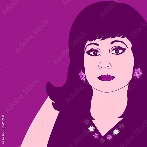 Portrait of a beautiful woman on a purple background