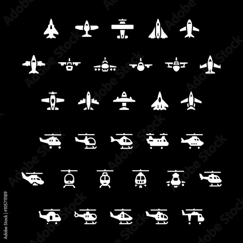 Set icons of planes and helicopters