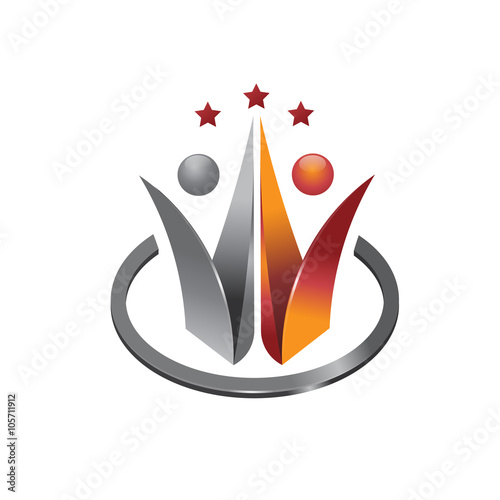 abstract 3d leadership people community  logo