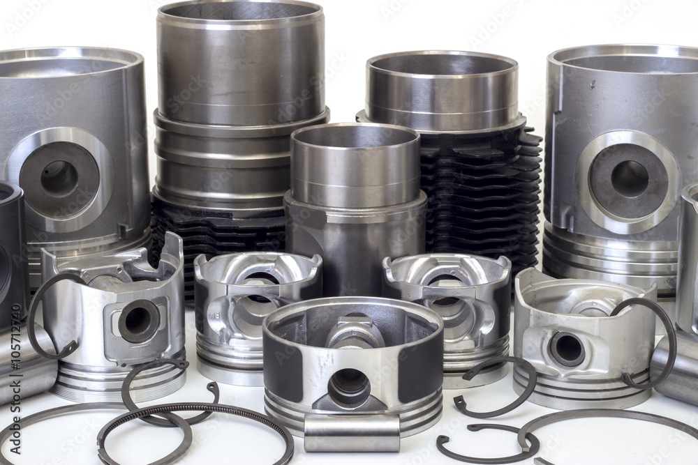 auto piston parts white background isolated auto piston parts white background isolated
