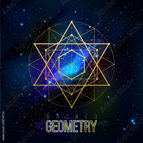 Sacred geometry forms on space background