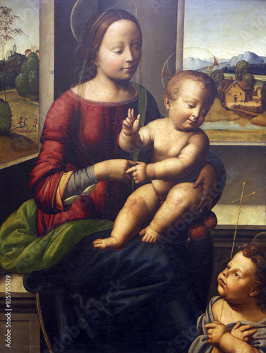 According to Fra Bartolommeo: Madonna and Child with St.. John, Old Masters Collection, Croatian Academy of Sciences in Zagreb, Croatia photo