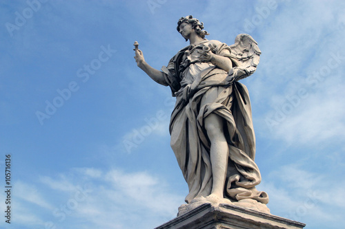Bernini s angel along the Holy Angel bridge near the Hadrian Mausoleum in Rome  Italy 