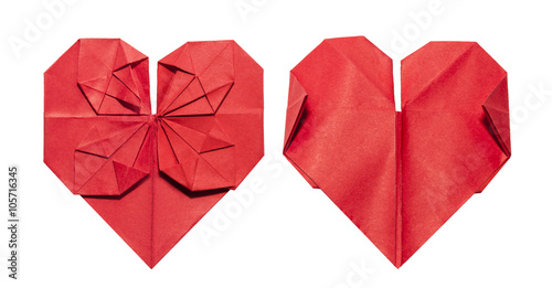 Zwei Rote Faltherzen