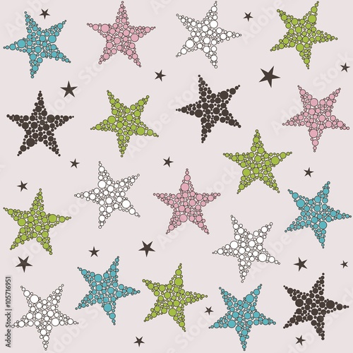Seamless colored stars pattern