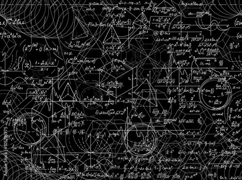Mathematical vector seamless pattern with mathematical figures and equations. You can use any color of background