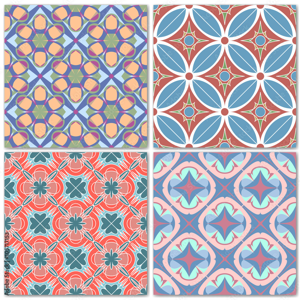 Set of 4 decorative mosaic seamless patterns