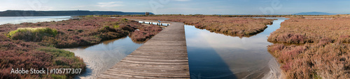 Fényképezés Panoramica dello stagno di Marceddì, Oristano, Sardegna
