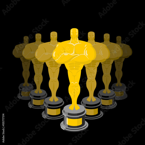 Golden statuette on black background. Dream Director. Gold figur