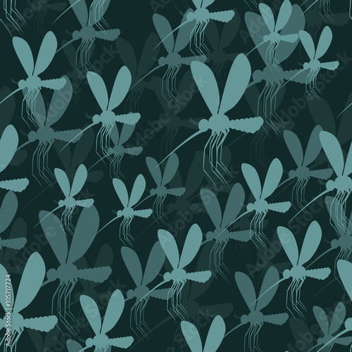 Mosquitoes seamless pattern. 3D background of mosquitoes. Malari photo