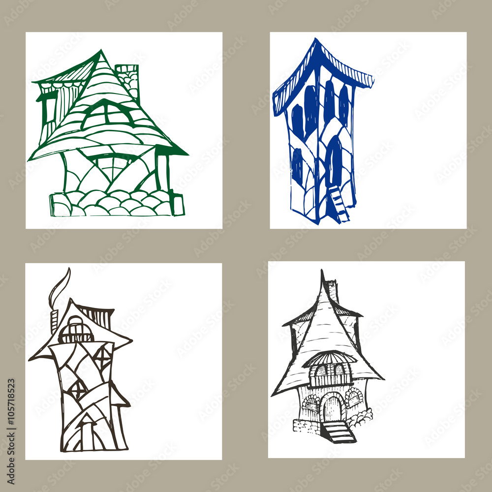 lovely hand drawn Doodle home, white background lovely hand drawn Doodle home, white background