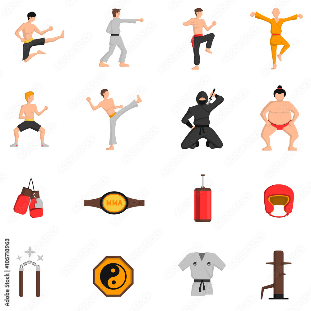 Martial Arts Icons Set 