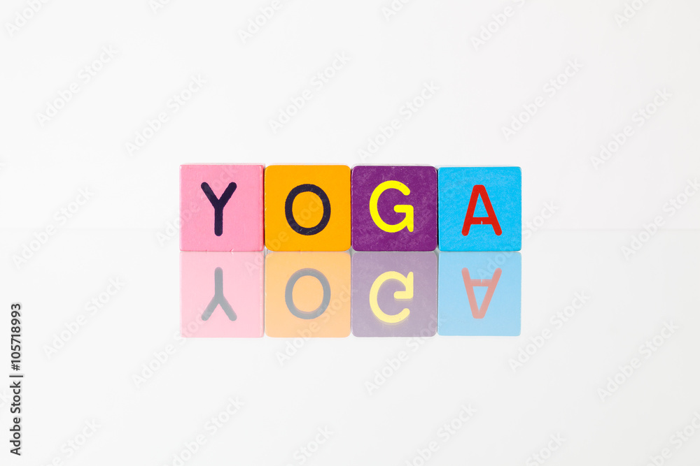 Yoga - an inscription from children's blocks Yoga - an inscription from children's blocks