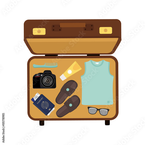 Packed suitcase vector