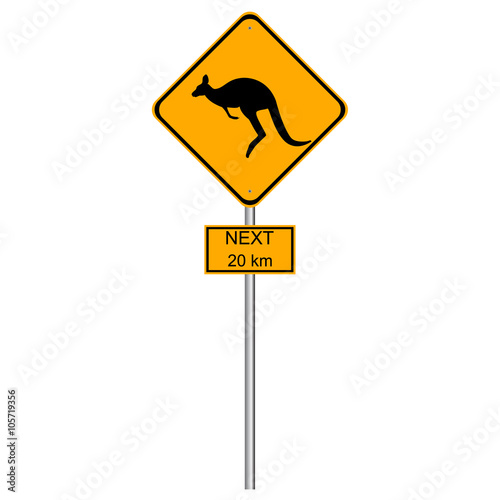 Yellow kangaroos roadsign