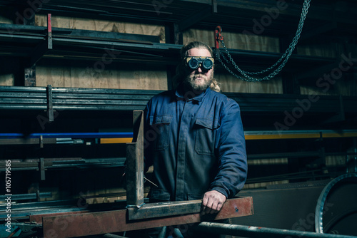 Welder with goggles