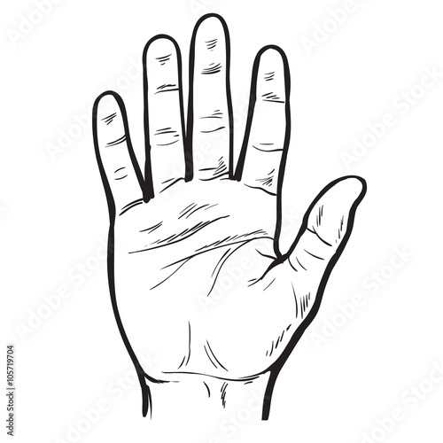 Painted hand with an open palm.