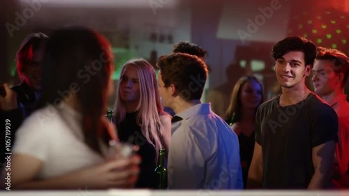 Boy and girl having flirty eye contact