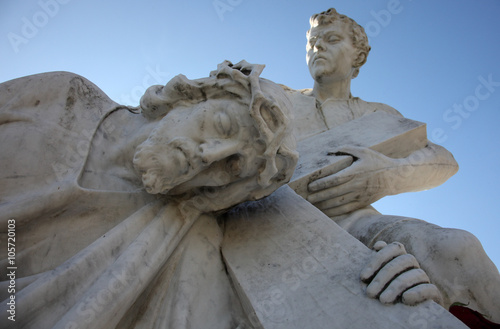 3rd Station of the Cross, Jesus falls the first time , pilgrimage Sanctuary, Assumption of the Virgin Mary in Marija Bistrica, Croatia