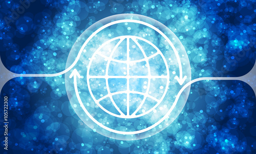 Futuristic colored abstract background and transparent globe sym
