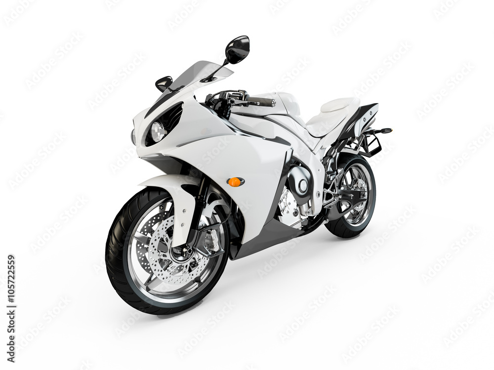 White motorcycle isolated on a white background.